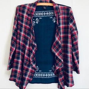Living Doll flannel shirt with sheer fabric back